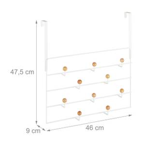 Türgarderobe 10 Haken weiß Braun - Weiß - Holzwerkstoff - Metall - 46 x 48 x 9 cm