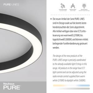 LED Deckenlampe PURE Lines Round Grau - Metall - 50 x 4 x 50 cm