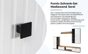 FURNIX Ensemble meubles Sarai sans LED Marron - Imitation chêne - Blanc