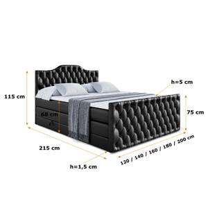 Boxspringbett VILA-1-Z KING Hochglanz Schwarz - Breite: 120 cm