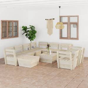 Garten-Lounge-Set Beige - Massivholz - Holzart/Dekor - 60 x 30 x 60 cm