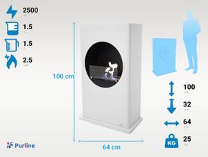 Bioethanol-Kamin DIONYSUS Weiß - Metall - 64 x 100 x 32 cm