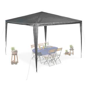 Pavillon anthracite 3x3 m Gris - Blanc - Métal - Matière plastique - 300 x 250 x 300 cm