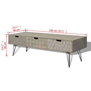 TV-Schrank mit 3 Schubladen D524 Grau - Metall - 40 x 36 x 120 cm