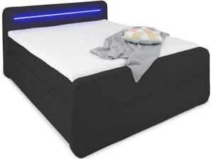 Bett Chicago mit LED-Beleuchtung und USB Schwarz - Textil - 180 x 100 x 221 cm