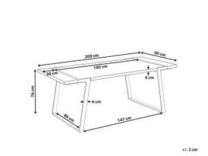 Table de salle à manger MARTYNIKA Doré - Blanc - Bois manufacturé - 90 x 76 x 200 cm