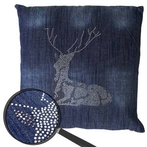 Deko-Kissen Hirsch Blau - Textil - 45 x 45 x 12 cm