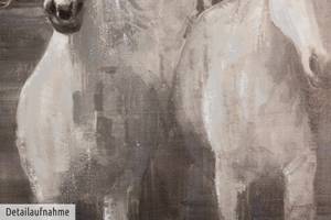 Tableau peint à la main Indomptables Blanc - Bois massif - Textile - 120 x 60 x 4 cm