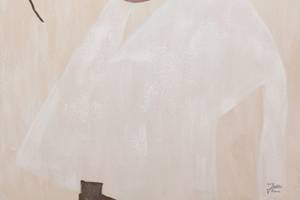 Tableau peint Mediterranean Beauty Beige - Marron - Bois massif - Textile - 60 x 90 x 4 cm