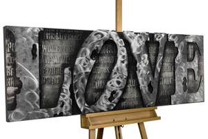 Metallbild More than Letters Grau - Metall - 144 x 44 x 6 cm