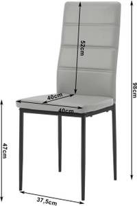 Esszimmerstuhl Kyra (4er Set) Grau - Metall - Kunstleder - 40 x 98 x 51 cm