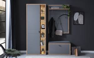 Garderobe Liam 221 (3-teilig) mit LED Grau - Holzwerkstoff - Holzart/Dekor - 172 x 199 x 37 cm