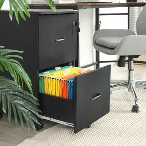 Rollcontainer Schwarz - Holzwerkstoff - 45 x 72 x 43 cm