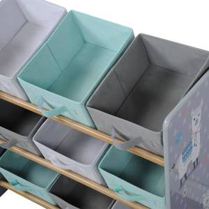 Spielzeugregal mit Textilbehältern Grau - Holzwerkstoff - 30 x 60 x 66 cm