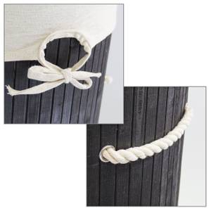 1 x Wäschekorb Bambus rund schwarz Schwarz - Weiß - Bambus - Textil - 41 x 65 x 41 cm