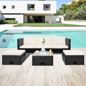 Gartenmöbel-Set Schwarz - Polyrattan - 56 x 28 x 66 cm