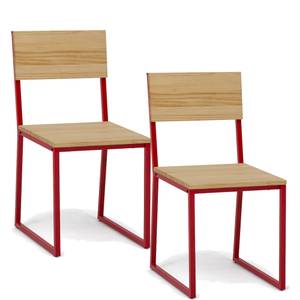 Lot de 2 chaises Oxford 40x40x86cm RJ-NA Rouge - Bois massif - Bois/Imitation - 40 x 86 x 40 cm