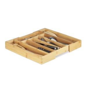 Besteckkasten Bambus 40cm ausziehbar Braun - Bambus - Holzwerkstoff - 26 x 5 x 26 cm