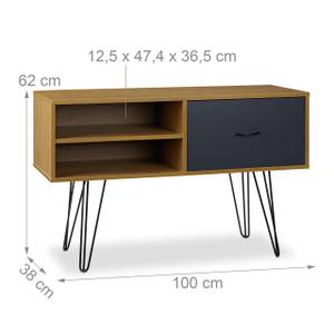 1 x Sideboard Retro Design Schwarz - Braun - Grau - Holzwerkstoff - Metall - 100 x 62 x 38 cm