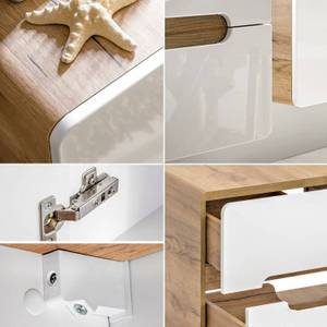 Badezimmer Set mit Keramik-Waschtisch Weiß - Holzwerkstoff - 180 x 200 x 46 cm