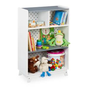 Étagère pour enfant 4 espaces ouverts Gris - Blanc - Bois manufacturé - 60 x 90 x 30 cm