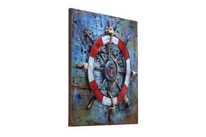 Tableau métallique Story of the Sailor Bleu - Rouge - Métal - 60 x 60 x 5 cm