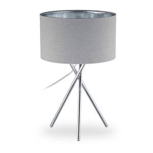 Dreibein Lampe grau Grau - Silber - Metall - Textil - 29 x 46 x 29 cm
