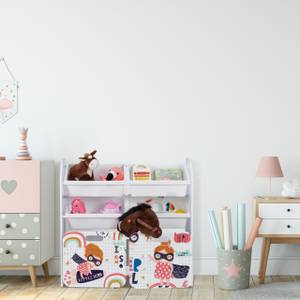 Meuble à jouets thème "petite héroïne" Rose foncé - Mauve - Blanc - Bois manufacturé - Matière plastique - 83 x 81 x 30 cm