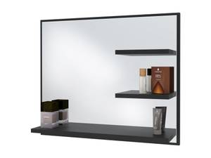 Badezimmer Wandspiegel, ablagen Schwarz Schwarz - Holz teilmassiv - 60 x 50 x 12 cm