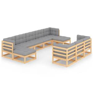 Garten-Lounge-Set (10-teilig) 3009745-2 Grau - Holz