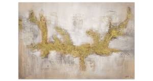 Acrylbild handgemalt Drachenreigen Gold - Massivholz - Textil - 120 x 80 x 4 cm