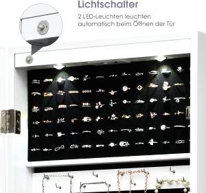 LED Schmuckschrank Weiß - Holzwerkstoff - 10 x 108 x 37 cm