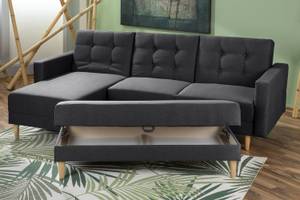 Easy Relax Funktionssofa mit Hocker Grau - Textil - Holz teilmassiv - 223 x 93 x 152 cm