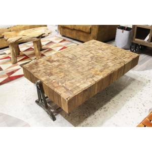 Table basse rectangulaire Marron - En partie en bois massif - 120 x 48 x 80 cm