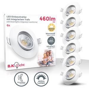 LED Einbauleuchte Schwenkbar 6er-Set Weiß - Kunststoff - 9 x 3 x 9 cm
