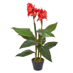 Blumenrohr Kunstpflanze im Topf - Rot Grün - Kunststoff - 18 x 90 x 90 cm