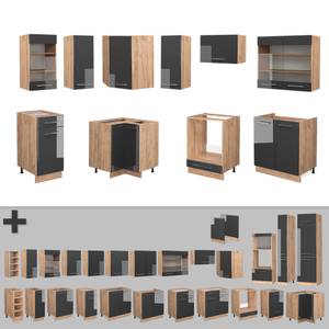 Eckküche Fame-Line 42401 Hochglanz Anthrazit - Sonoma Eiche Trüffel Dekor