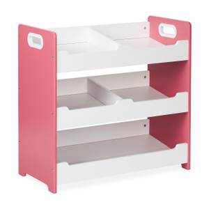 Armoire enfants avec 5 compartiments Rose foncé - Blanc - Bois manufacturé - 63 x 60 x 30 cm