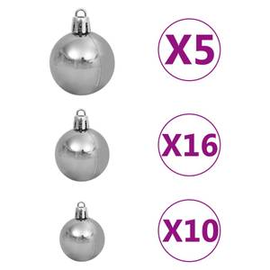 Boules de noël 3010008-2 (lot de 120) Gris brillant - Blanc brillant - Profondeur : 3000 cm