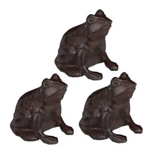 3 x Gartenfigur Frosch antik Braun - Metall - 10 x 13 x 13 cm