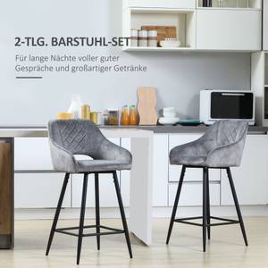 Barhocker 2er Set 835-756V00GY Grau - Textil - 53 x 94 x 50 cm