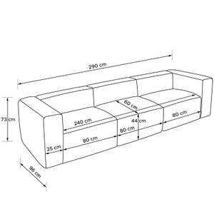 Einzelsofa BUFFO 5-Sitzer Creme - Breite: 290 cm