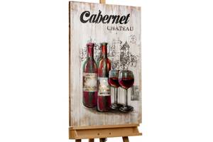 Tableau en bois Love Potion Beige - Rouge - Métal - En partie en bois massif - 60 x 90 x 5 cm