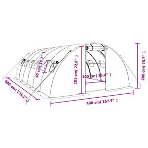 Gewächshaus 3029940 Weiß - Tiefe: 600 cm