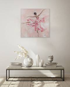 Acrylbild handgemalt Butterfly Ballerina Pink - Massivholz - Textil - 80 x 80 x 4 cm