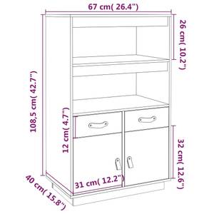 Highboard DE3026 Schwarz - Massivholz - 40 x 109 x 67 cm