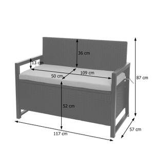 Poly-Rattan 2er Sitzbank F39 Grau - Hellgrau