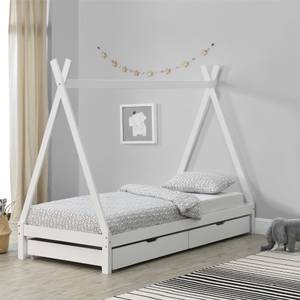 Lit Tipi Maine pour Enfants Blanc - Bois massif - 96 x 162 x 206 cm