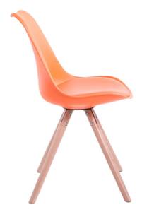 4er Set Stühle Toulouse Kunstleder Rund Orange - Eiche Hell