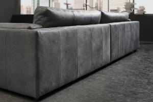 Big Sofa RAINA Anthrazit - Echtleder - Textil